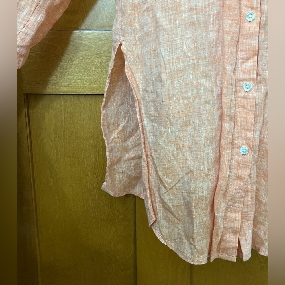 J Jill Love Linen Essential Button Down Tunic Orange Medium — READ - Picture 6 of 10